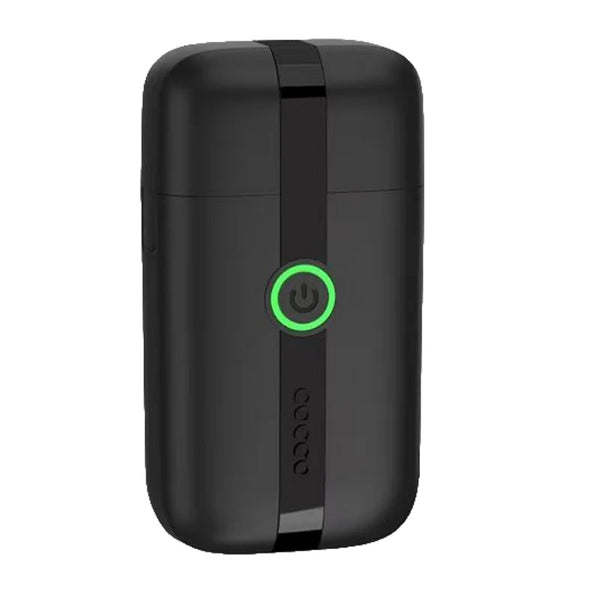 A black rectangular electronic device with rounded corners, featuring a vertical black stripe down the center, a glowing green power button, and the brand name 'cococo' printed vertically near the bottom.