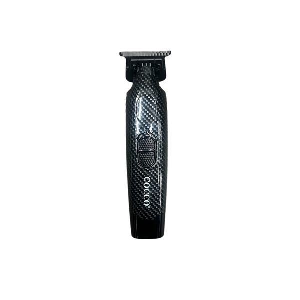 Black 'Cocco'  grooming trimmer with carbon fiber texture on a white background