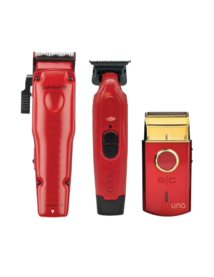 Crimson Recharge Kit – Limited Edition Red Clipper, Trimmer & Foil Shaver Set for Barbers