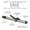 StyleCraft Sage 1” Cordless Spring Curling Iron & Wand with Removable Clamp