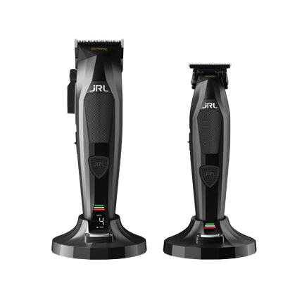 Black hair clipper and trimmer with 'JRL' branding on a white background