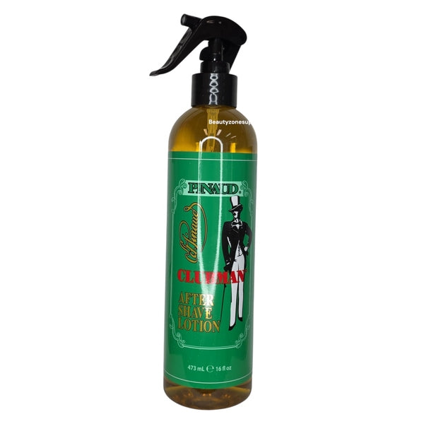 Bottle of after shave lotion with a green label on a white background