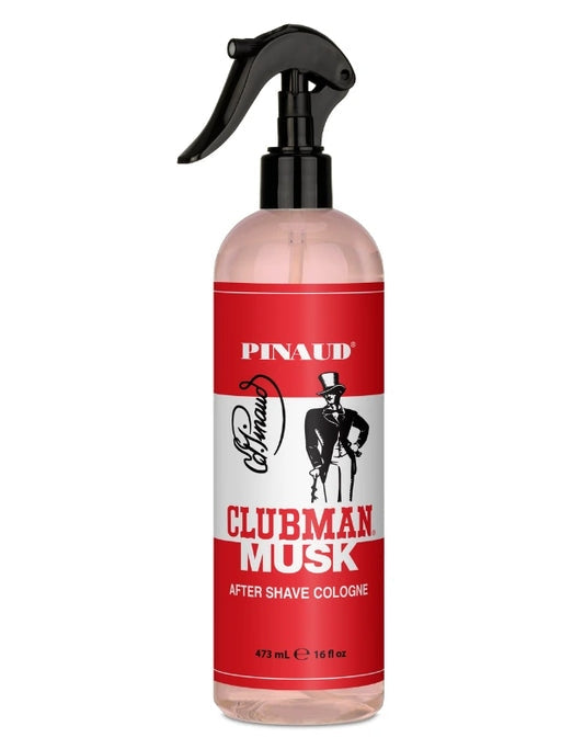 Pinaud Clubman Musk after shave cologne bottle on a white background