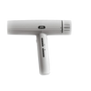 White hair dryer with visible brand logo on a white background