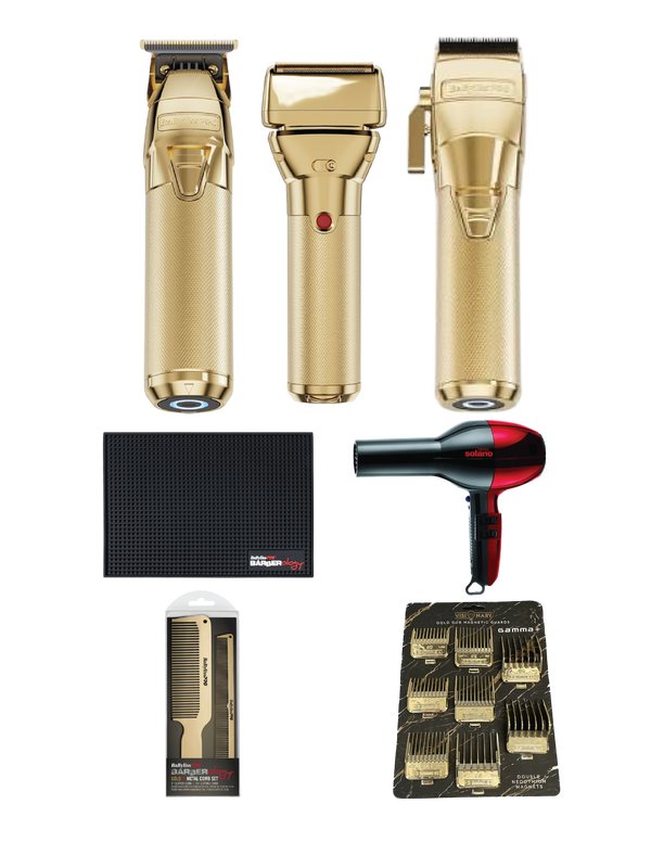 BaBylissPRO FXONE Gold Rush Bundle – Trimmer, Shaver + FREE Clipper, Dryer & Tools (Limited Edition)