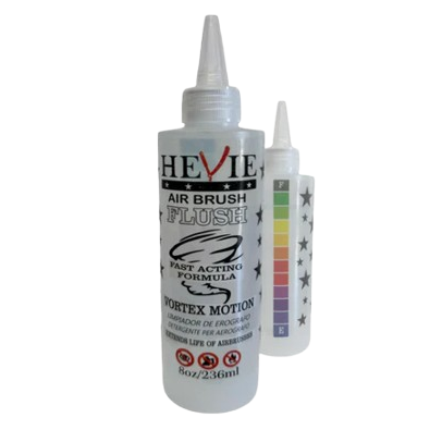 HEVIE air brush paint bottle with a smaller bottle and color swatch on a white background