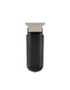 Black grooming tool with silver blade on a white background
