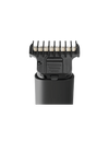 Black hair trimmer with adjustable blade attachment on a white background