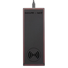 Rectangular black electronic device with a brand logo on a white background