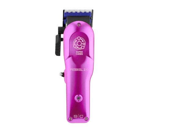 Pink hair clipper with visible branding on a white background