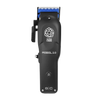 Black hair clipper with blue accents on a white background