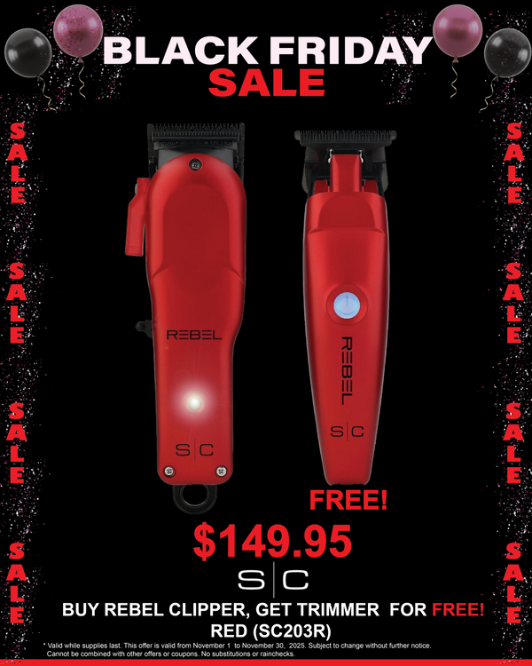 Stylecraft Rebel Professional Super-Torque Cordless Hair Clipper and Trimmer Combo Set SC203R