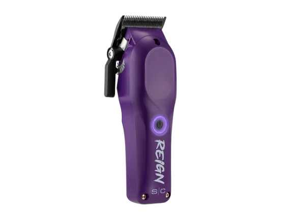 Purple hair clipper with 'Revol' branding on a white background