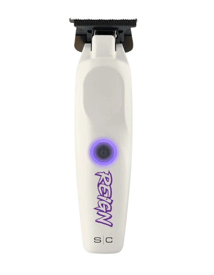StyleCraft White Reign grooming trimmer with purple logo on a white background
