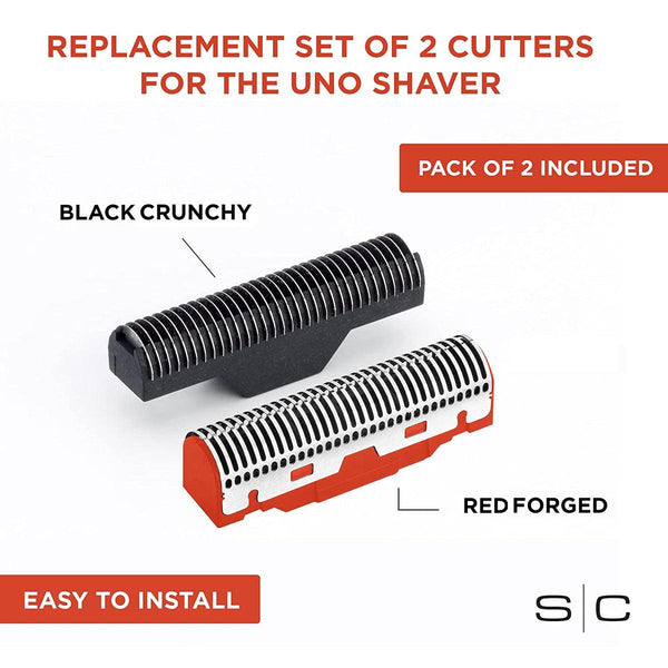 Gamma+ Replacement Set of 2 Cutters (1 Red Crunchy & 1 Black Forged) for the Uno Shaver GPUNORC