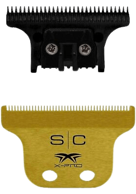 Stylecraft Replacement Fixed Gold Titanium X-Pro Wide Hair Trimmer Blade with Black Diamond Carbon DLC THE ONE Cutter Set SC527GB