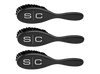 Three black hairbrushes with white 'S|C' logos, arranged vertically on a plain white background.