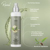 Hair care product with text on a green background