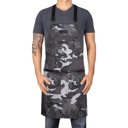 Stylecraft Professional Heavy Weight Waterproof Barber or Salon Hair Cutting Apron - Black Camo SC314B