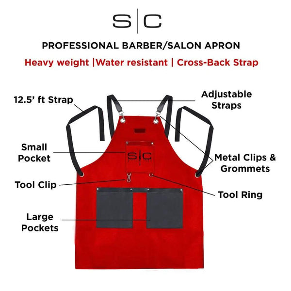 Stylecraft Professional Heavy Weight Waterproof Barber or Salon Hair Cutting Apron - Red SC315R