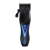 Black Wahl vapor switch cordless hair clipper with blue LED lighting accents on the handle, shown against a plain white background.