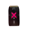 Black grooming tool with pink 'X' logo on a white background