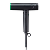Black hair dryer with green accent on a white background