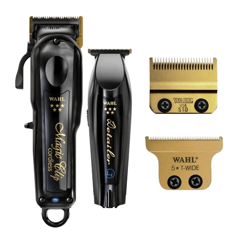 Wahl 5-Star Black/Gold Cordless Barber Combo – Cordless Magic Clip & Cordless Detailer 3025397