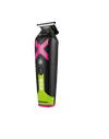 Hair trimmer with pink and green design on a white background